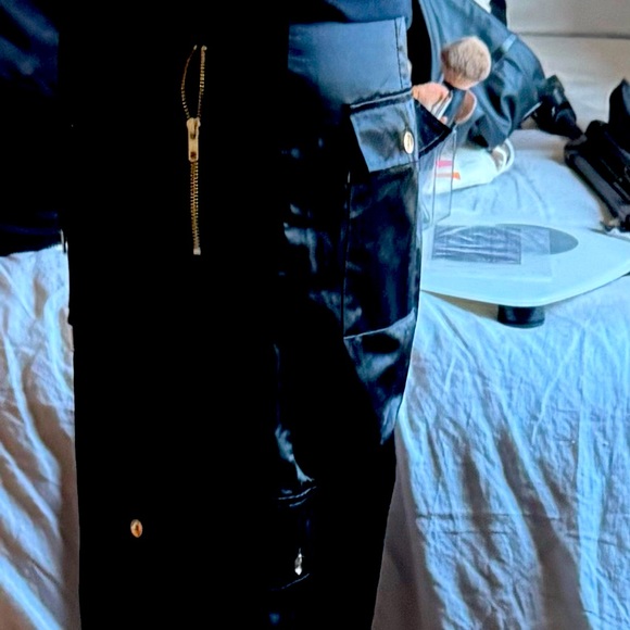 Cynthia Rowley Black Cotton/Silk Cargo Pants Sz: L - Picture 4 of 9